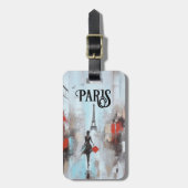 Parijs gebonden vrouw in het zwart bagagelabel (Voorkant verticaal)