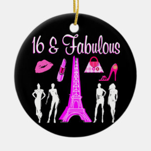 PARIJS GEÏNSPIREERD DOOR SWEET 16TH BIRTHDAY DESIG KERAMISCH ORNAMENT