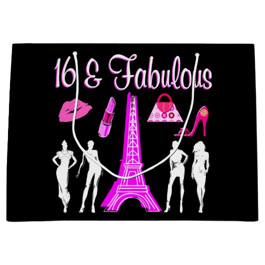 PARIJS GEÏNSPIREERD DOOR SWEET 16TH BIRTHDAY DESIG LARGE CADEAUTASJE (Voorkant)