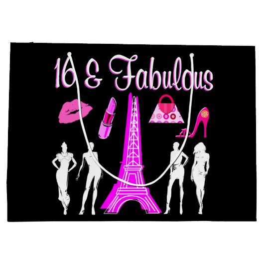 PARIJS GEÏNSPIREERD DOOR SWEET 16TH BIRTHDAY DESIG LARGE CADEAUTASJE (Achterkant)