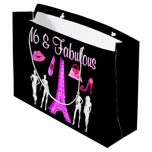 PARIJS GEÏNSPIREERD DOOR SWEET 16TH BIRTHDAY DESIG LARGE CADEAUTASJE (Achterkant Gekanteld)