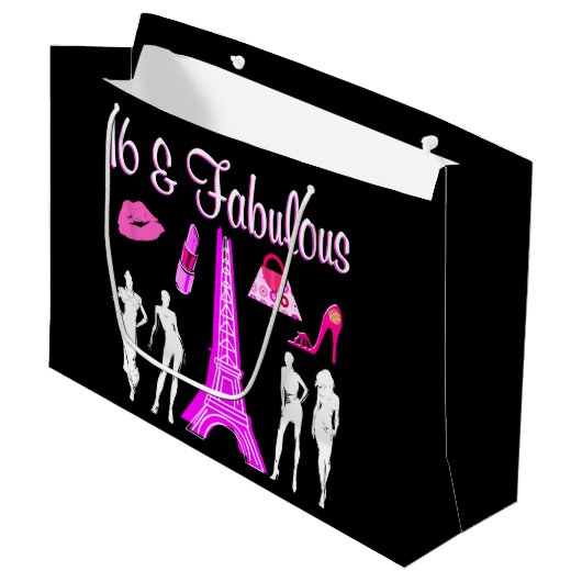 PARIJS GEÏNSPIREERD DOOR SWEET 16TH BIRTHDAY DESIG LARGE CADEAUTASJE (Voorkant Gekanteld)