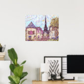 Parijs geïnspireerd pointillisme met Eiffel Tower  Poster (Thuiskantoor)