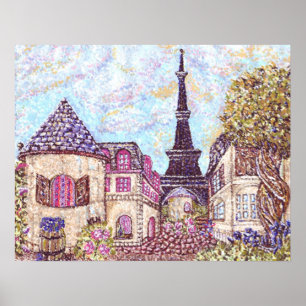 Parijs geïnspireerd pointillisme met Eiffel Tower  Poster