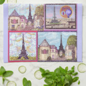 Parijs geïnspireerde cityscapes en de Eiffeltoren Theedoek (Gevouwen)