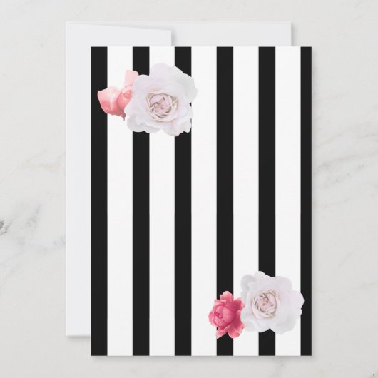 Parijs geïnspireerde zwarte en witte bloemrozen kaart (Achterkant)