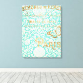 Parijs Gold-ontwerp met vlinder Canvas Afdruk (Insitu (Houten vloer))