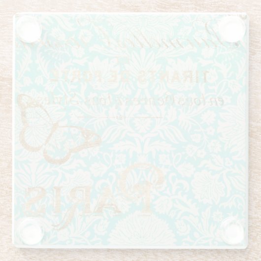  Parijs Gold-ontwerp met vlinder Glazen Onderzetter (Achterkant)