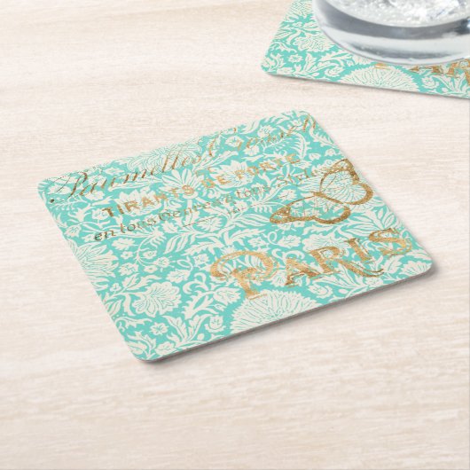  Parijs Gold-ontwerp met vlinder Kartonnen Onderzetters (Schuin)