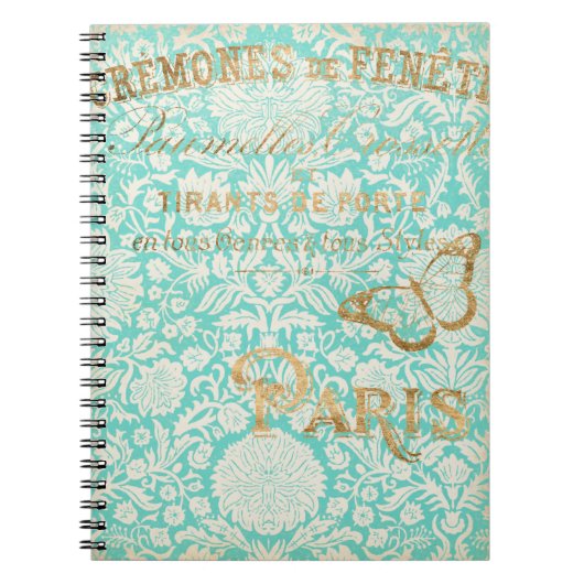 Parijs Gold-ontwerp met vlinder Notitieboek (Voorkant)