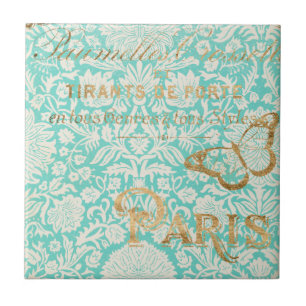  Parijs Gold-ontwerp met vlinder Tegeltje