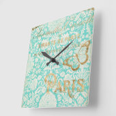  Parijs Gold-ontwerp met vlinder Vierkante Klok (Hoek)