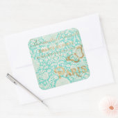  Parijs Gold-ontwerp met vlinder Vierkante Sticker (Envelop)