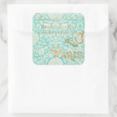  Parijs Gold-ontwerp met vlinder Vierkante Sticker (Tas)