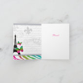 Parijs Hartelijk dank voor de Zebra Eiffel Tower B Bedankkaart (Binnen)