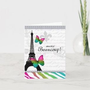 Parijs Hartelijk dank voor de Zebra Eiffel Tower B Bedankkaart