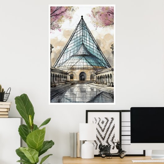 Parijs, het Louvre Pyramid Poster (Thuiskantoor)