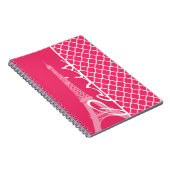 Parijs; Hot Pink Marokkaanse Quatrefoil Notitieboek (Rechterzijde)