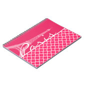 Parijs; Hot Pink Marokkaanse Quatrefoil Notitieboek (Linkerzijde)