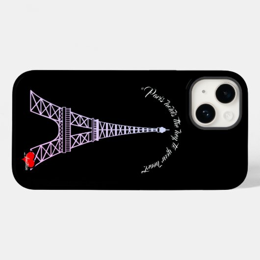 "Parijs houdt de sleutel tot je hart", iPhone Case (Achterkant (horizontaal))