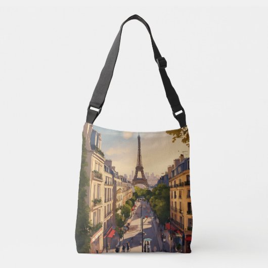 Parijs illustratie crossbody tas (Voorkant)
