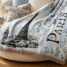 Parijs in blauwe gerande deken