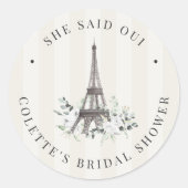 Parijs in bloei | Bruiloft met bloemige Eiffeltore Ronde Sticker (Voorkant)