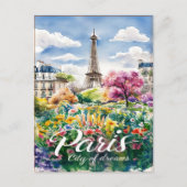 Parijs in bloei: een Waterverf droom Briefkaart (Voorkant)