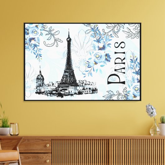Parijs in Blue Canvas Print (Insitu (Woonkamer))