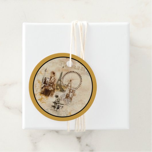 Parijs in Brun Bedankjes Labels (In situ)