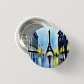 Parijs in de regen ronde button 3,2 cm (Voorkant /achterkant)