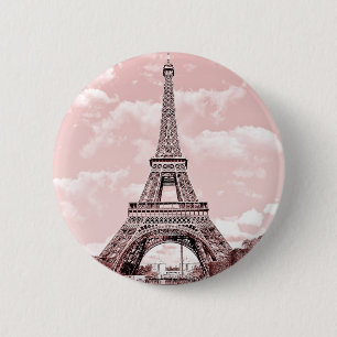 Parijs in de Roze Eiffeltoren Ronde Button 5,7 Cm