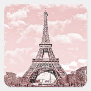 Parijs in de Roze Eiffeltoren Vierkante Sticker