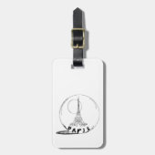 parijs in een glazen bol bagagelabel (Voorkant verticaal)