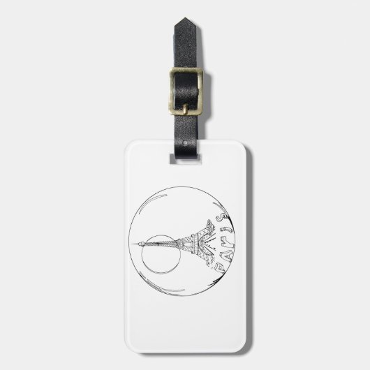 parijs in een glazen bol bagagelabel (Voorkant verticaal)