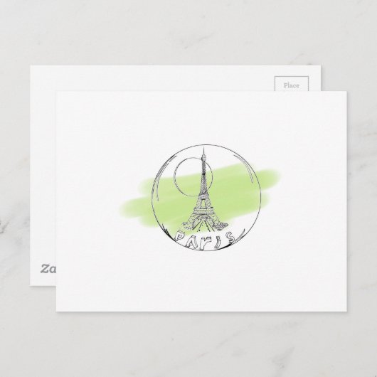 parijs in een glazen bol briefkaart (Voorkant / Achterkant)