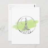 parijs in een glazen bol briefkaart (Voorkant / Achterkant)