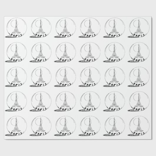 parijs in een glazen bol cadeaupapier (Vlak)