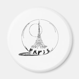 parijs in een glazen bol magneet