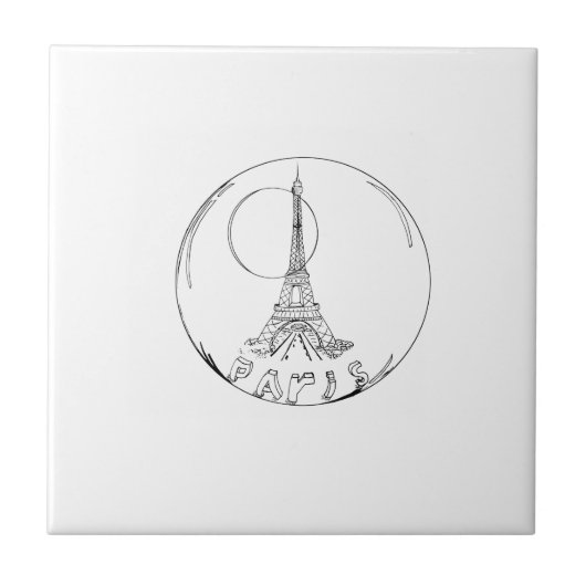 parijs in een glazen bol tegeltje (Voorkant)