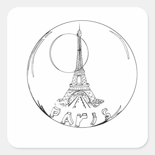 parijs in een glazen bol vierkante sticker (Voorkant)