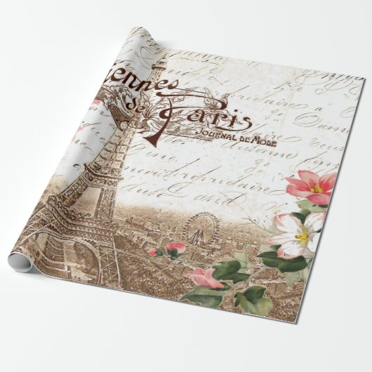 Parijs in het Poster van de Ontkoppeling van het L Cadeaupapier (Uitgerold)