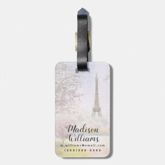 Parijs in Pastels Bagagelabel (Achterkant verticaal)