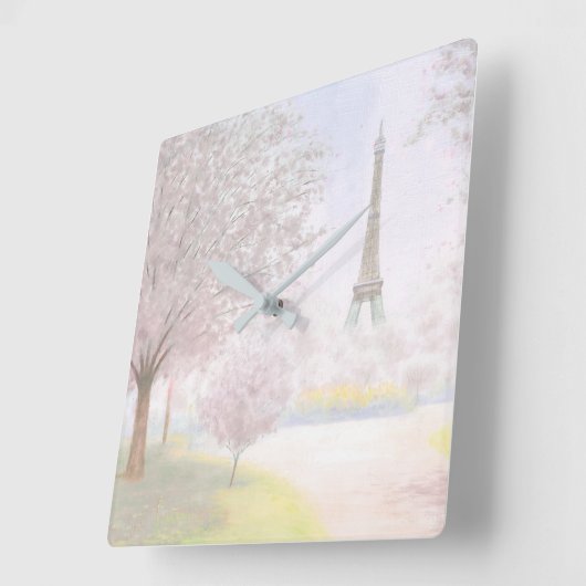  Parijs in Pastels Vierkante Klok (Hoek)
