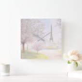 Parijs in Pastels Vierkante Klok (Huis)