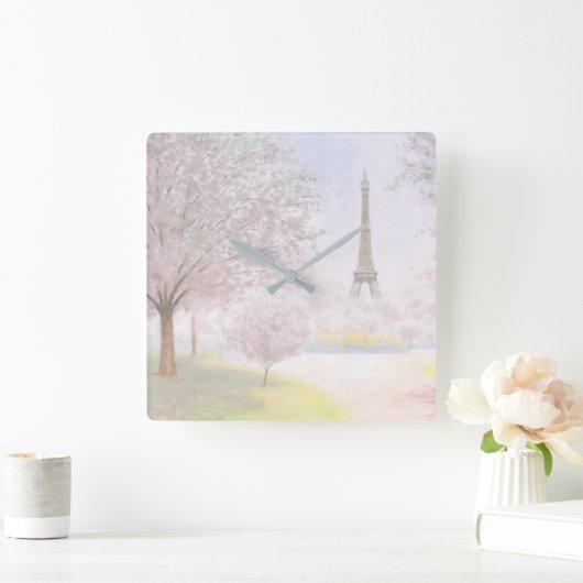 Parijs in Pastels Vierkante Klok (Huis)