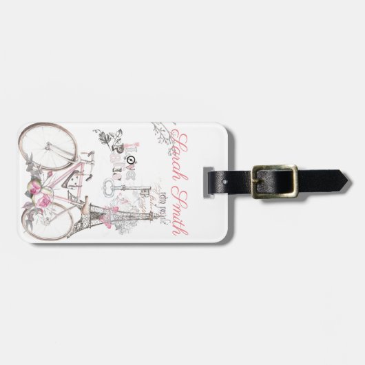 Parijs in Pink Bagagelabel (Voorkant horizontaal)