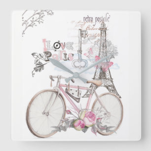 Parijs in Pink  Vierkante Klok