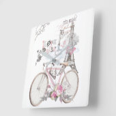 Parijs in Pink  Vierkante Klok (Hoek)