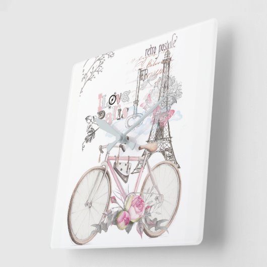 Parijs in Pink  Vierkante Klok (Hoek)